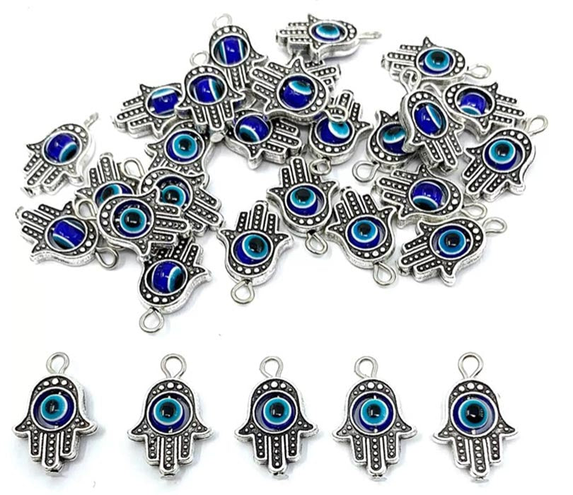 Evil Eye Hamsa Hand Pendant Charm Silver Colour Evil Eye Sydney Grand Bazaar 