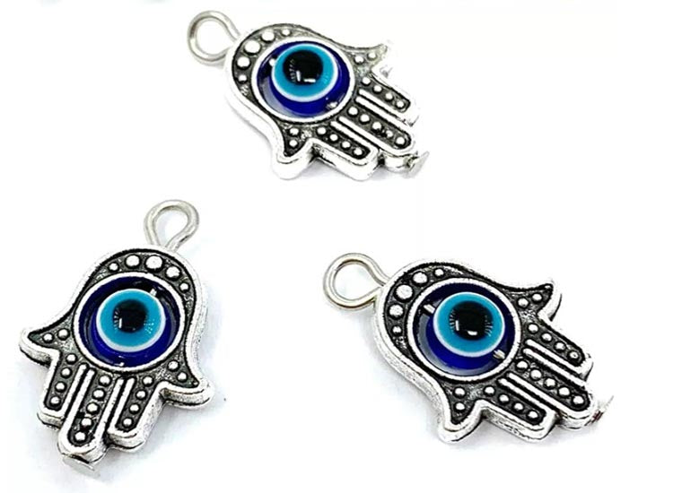 Evil Eye Hamsa Hand Pendant Charm Silver Colour Evil Eye Sydney Grand Bazaar 