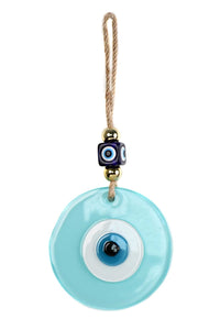 Evil Eye Handmade Glass Plain Aqua Wall Hanging Evil Eye Sydney Grand Bazaar 
