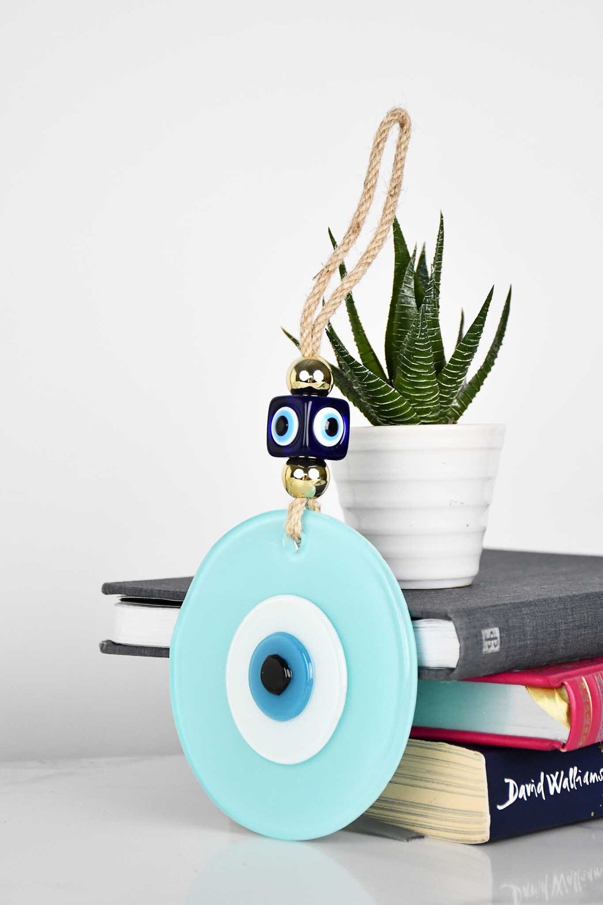 Evil Eye Handmade Glass Plain Aqua Wall Hanging Evil Eye Sydney Grand Bazaar 
