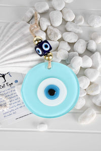 Evil Eye Handmade Glass Plain Aqua Wall Hanging Evil Eye Sydney Grand Bazaar 