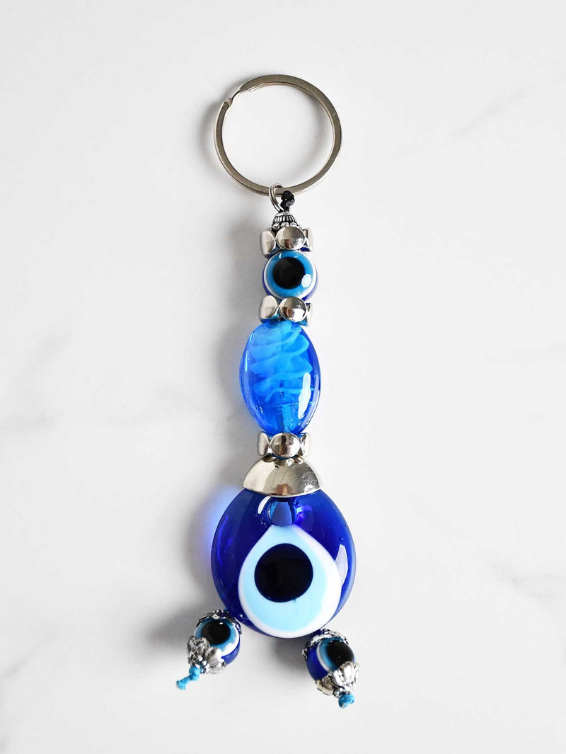 Evil Eye Keyring Blue Oval Bead Evil Eye Sydney Grand Bazaar 