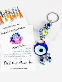 Evil Eye Keyring Colorful Light Blue Ball Design 2 Evil Eye Sydney Grand Bazaar 