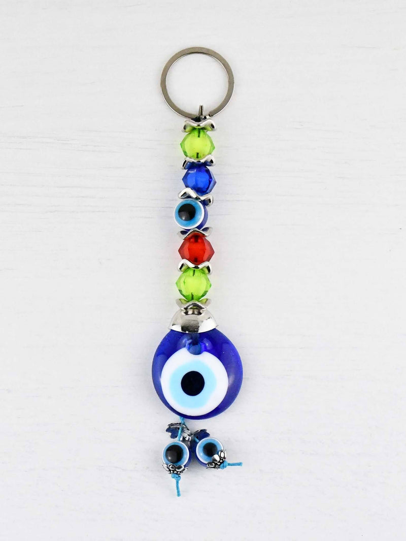 Evil Eye Keyring Colourful Crystal Beads