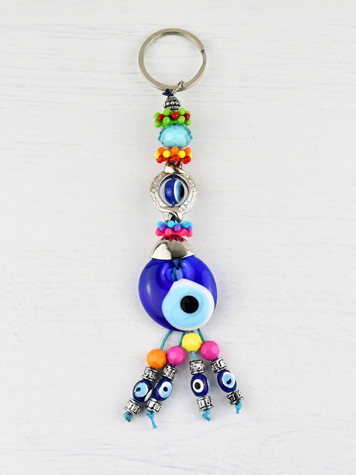 Evil Eye Keyring Crystal Bead Turquoise