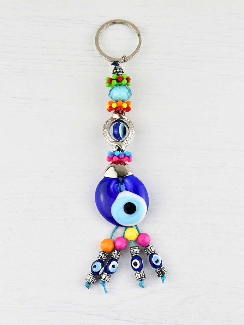 Evil Eye Keyring Crystal Bead Turquoise