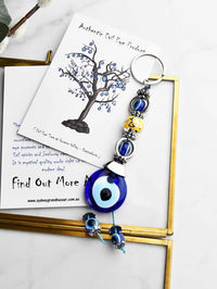 Evil Eye Keyring Double Eye Beads Small Yellow Ball Evil Eye Sydney Grand Bazaar 
