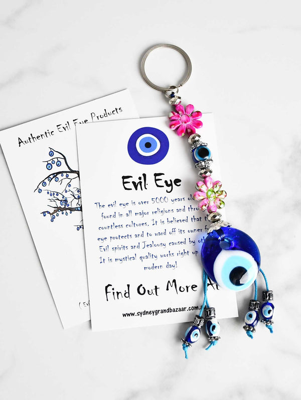 Evil Eye Keyring Double Flower Evil Eye Sydney Grand Bazaar 