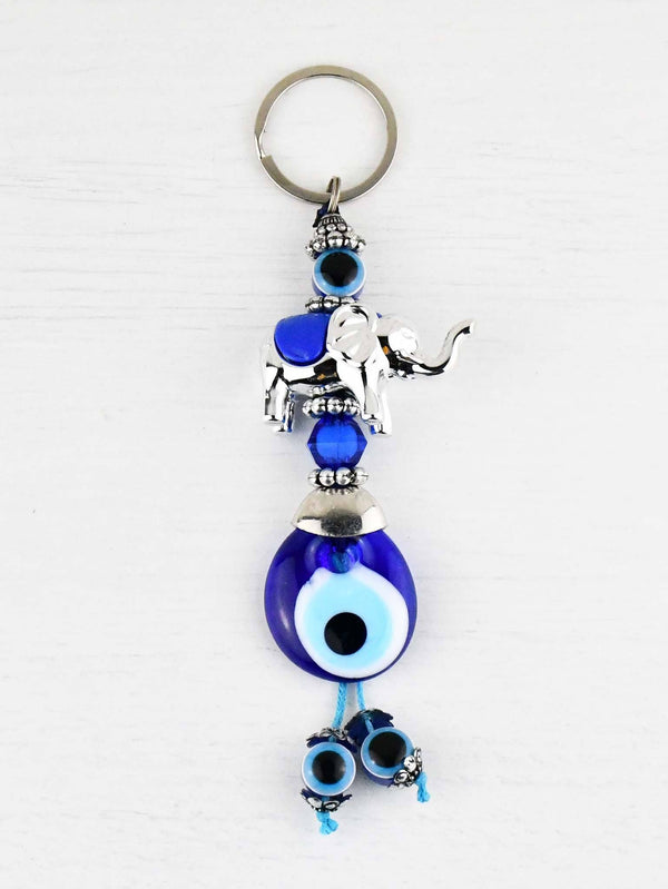 Evil Eye Keyring Elephant Blue