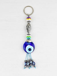  Evil Eye Keyring Colourful Blue Glass
