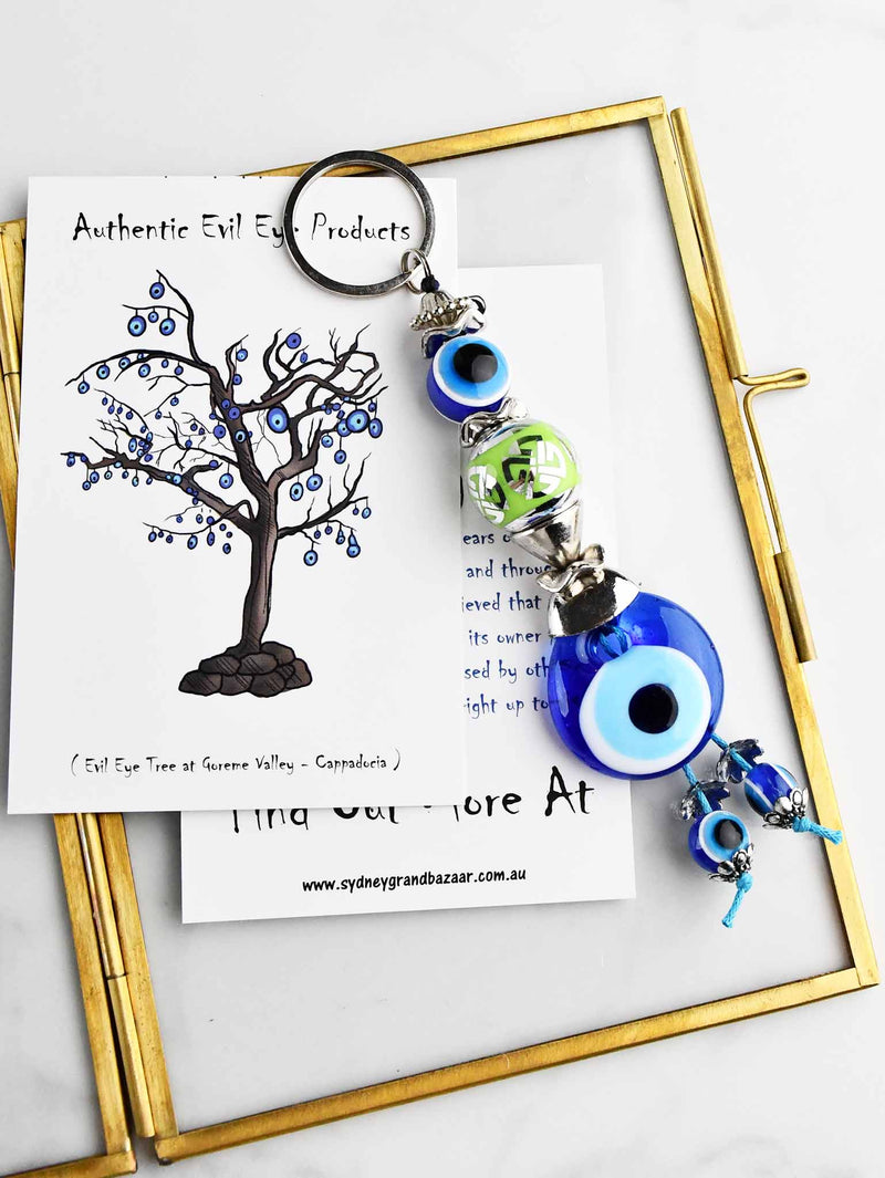 Evil Eye Keyring Eye Bead Large Green Ball Evil Eye Sydney Grand Bazaar 