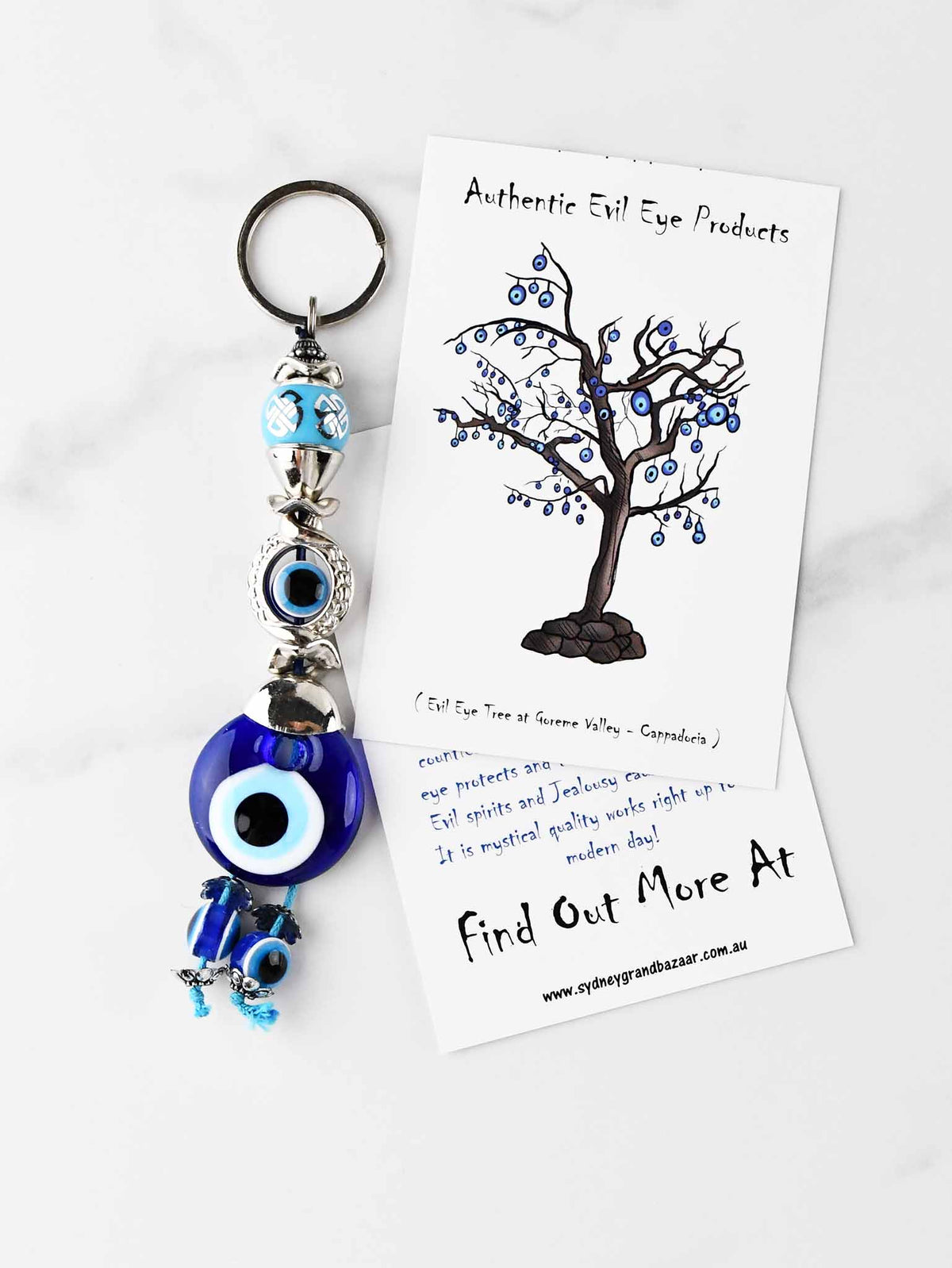 Evil Eye Keyring Eye Bead Light Blue Ball Evil Eye Sydney Grand Bazaar 