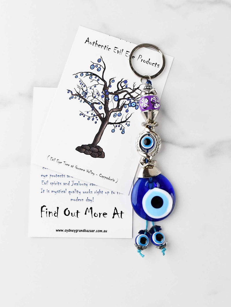 Evil Eye Keyring Eye Bead Small Purple Ball Evil Eye Sydney Grand Bazaar 