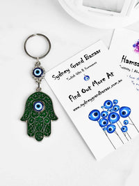 Evil Eye Keyring Hamsa Hand Green Evil Eye Sydney Grand Bazaar 