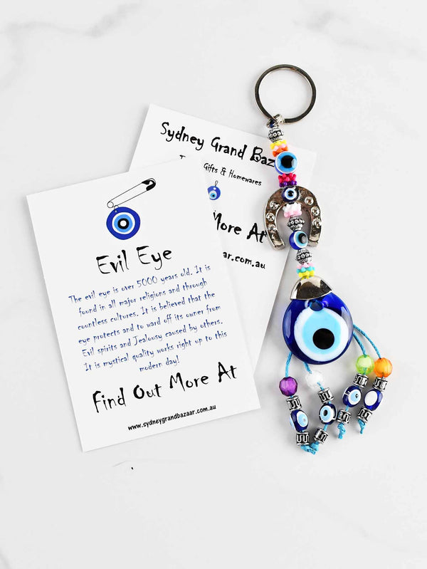 Evil Eye Keyring Horseshoe Colorful Beads Evil Eye Sydney Grand Bazaar 