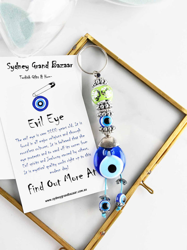 Evil Eye Keyring Large Green Ball Eye Bead Evil Eye Sydney Grand Bazaar 