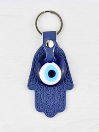 Evil Eye Keyring Leather Hamsa Purple