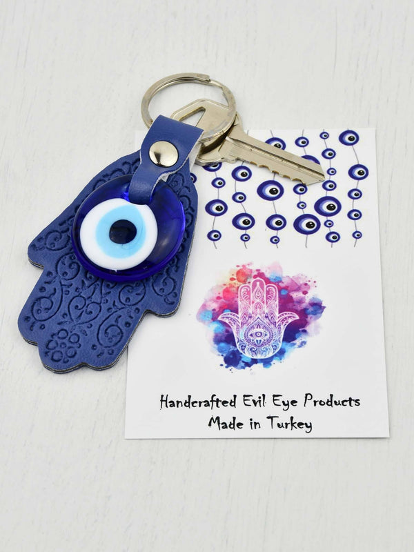 Evil Eye Keyring Leather Hamsa Hand Purple Evil Eye Sydney Grand Bazaar 