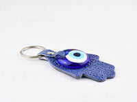 Evil Eye Keyring Leather Hand Purple