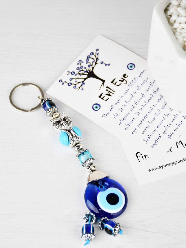 Evil Eye Keyring Light Blue Owl Evil Eye Sydney Grand Bazaar 