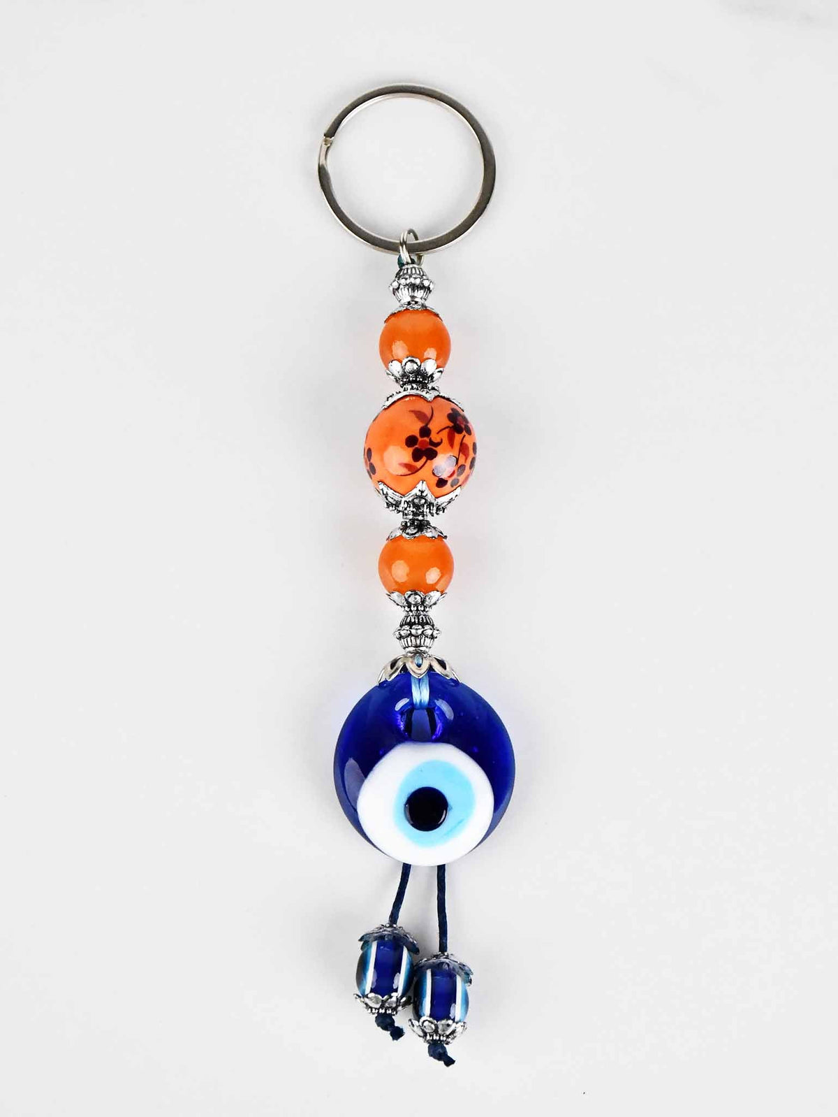 Evil Eye Keyring Small Ceramic Ball Orange Evil Eye Sydney Grand Bazaar 