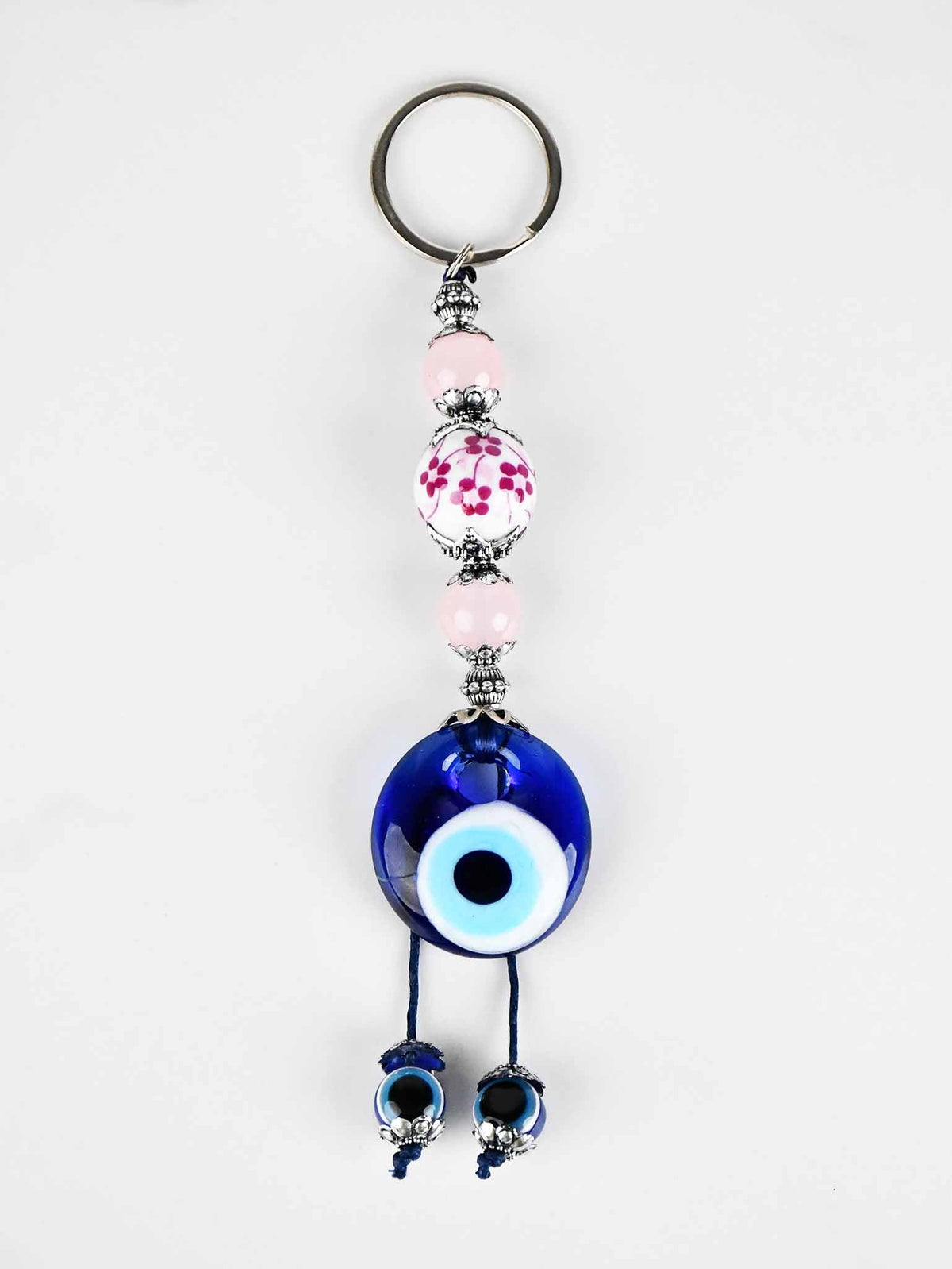 Evil Eye Keyring Small Ceramic Ball Pastel Pink Evil Eye Sydney Grand Bazaar 