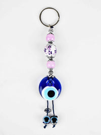 Evil Eye Keyring Small Ceramic Ball Pink Evil Eye Sydney Grand Bazaar 