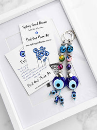 Evil Eye Keyring Triple Colourful Balls Blue Evil Eye Sydney Grand Bazaar 