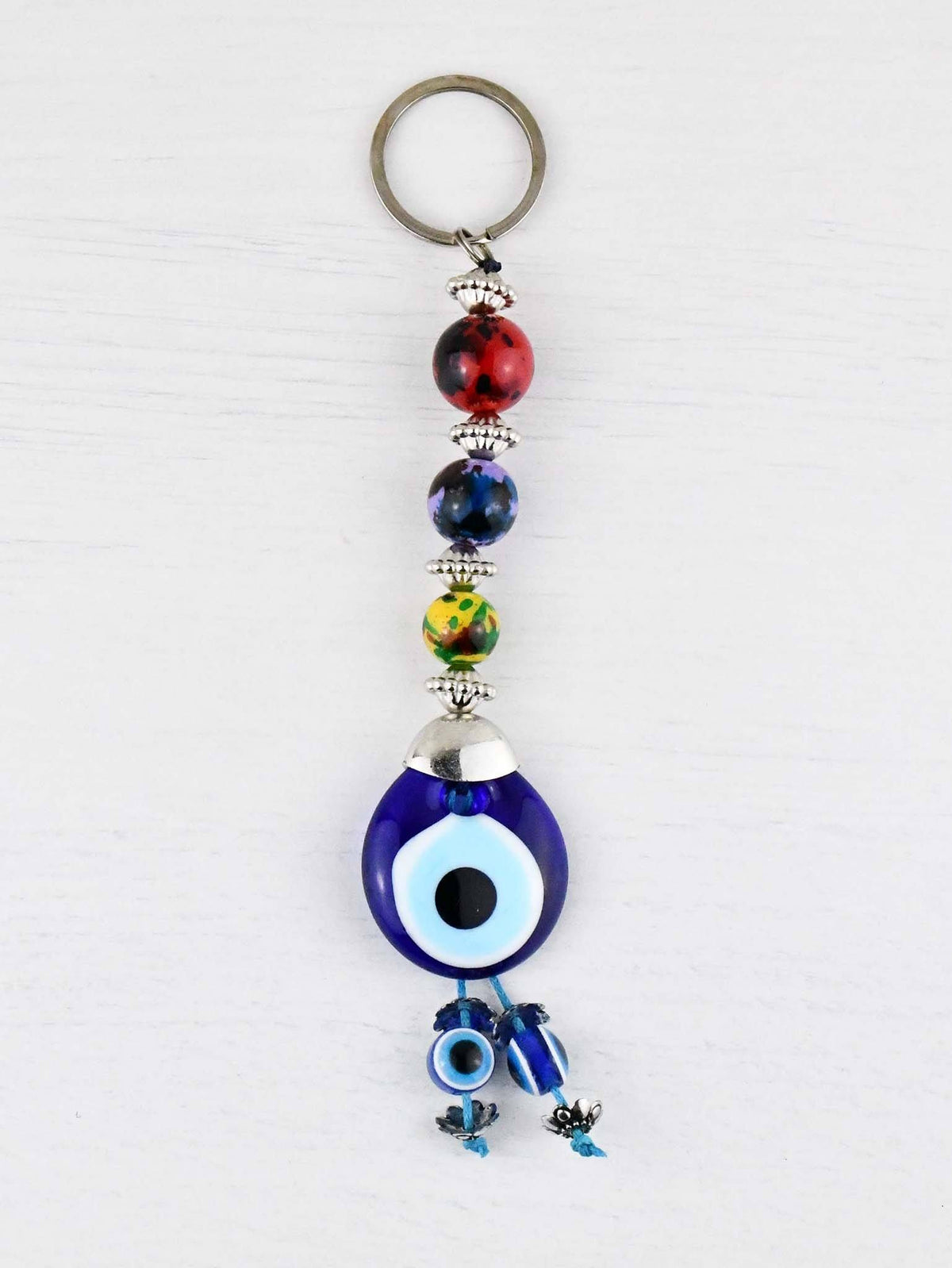 Evil Eye Keyring Colourful Balls Red