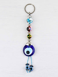 Evil Eye Keyring Colourful Balls White