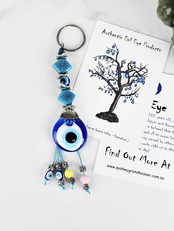 Evil Eye Keyring Turquoise Double Square Design Evil Eye Sydney Grand Bazaar 