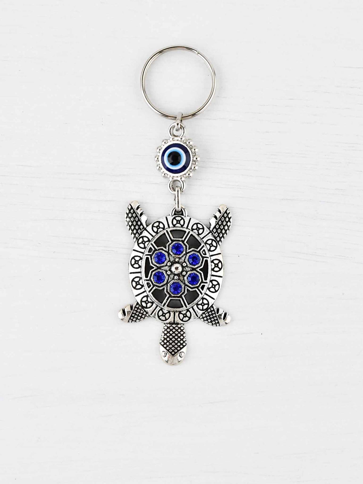 Evil Eye Keyring Turtle Metal Blue Evil Eye Sydney Grand Bazaar 