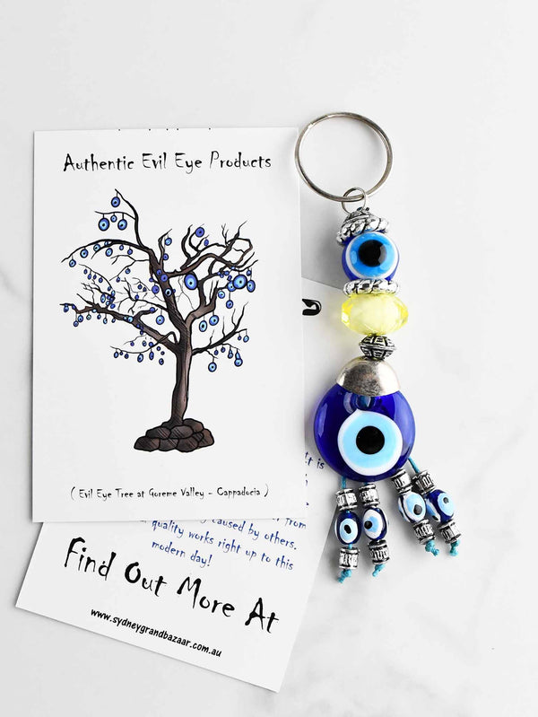 Evil Eye Keyring Yellow Crystal Bead Evil Eye Sydney Grand Bazaar 