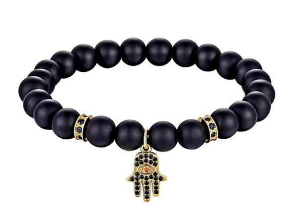 Evil Eye Matt Black Bracelet Beads Gold Hamsa Hand Evil Eye Sydney Grand Bazaar 