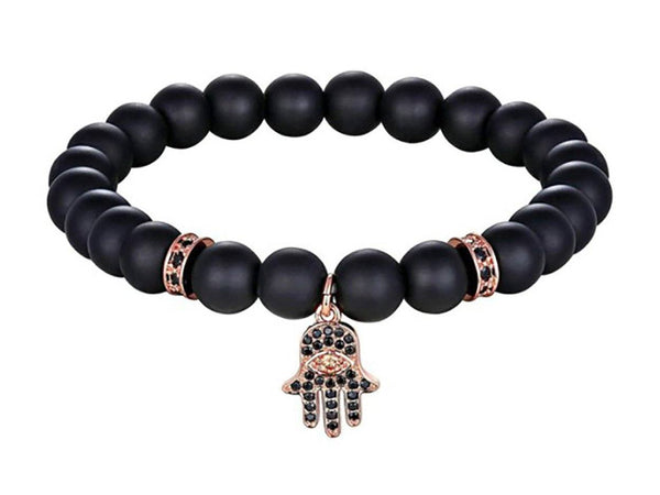 Evil Eye Matt Black Bracelet Rose Gold Hamsa Hand Evil Eye Sydney Grand Bazaar 