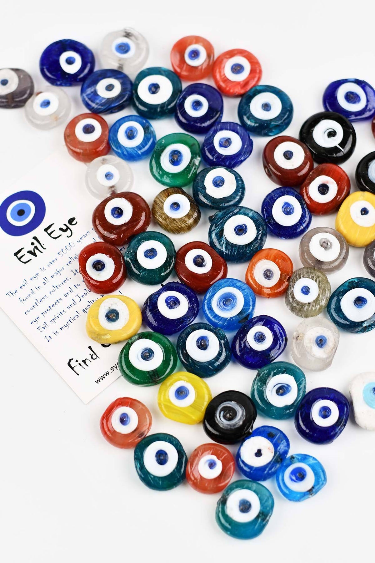 Evil Eye Multicoloured Authentic Flat Round Glass Beads