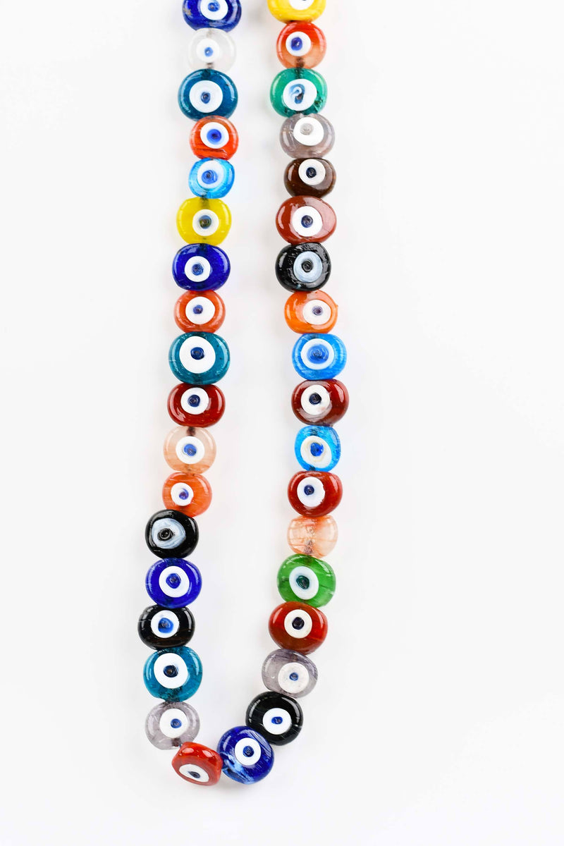 Evil Eye Multicoloured Authentic Flat Round Glass Beads Evil Eye Sydney Grand Bazaar 