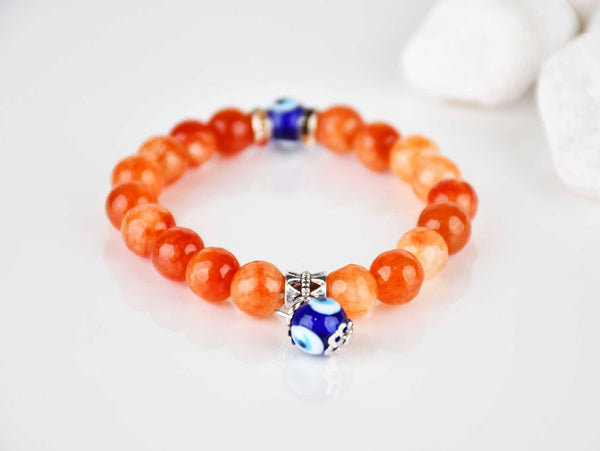 Evil Eye Natural Stone Beads Bracelet Orange Evil Eye Sydney Grand Bazaar 