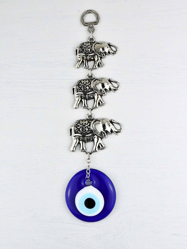 Evil eye wall ornament triple elephant