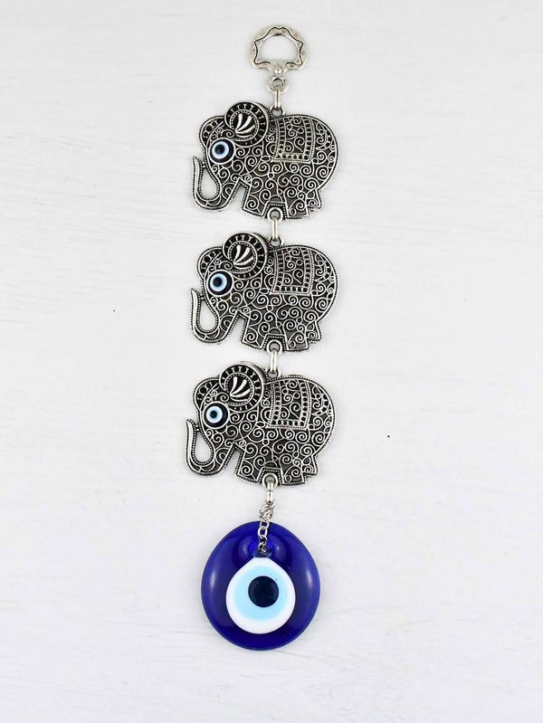 Evil eye wall ornament triple elephant