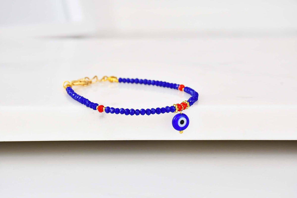 Evil Eye Single Bracelet Porcelain Beads Navy Evil Eye Sydney Grand Bazaar 