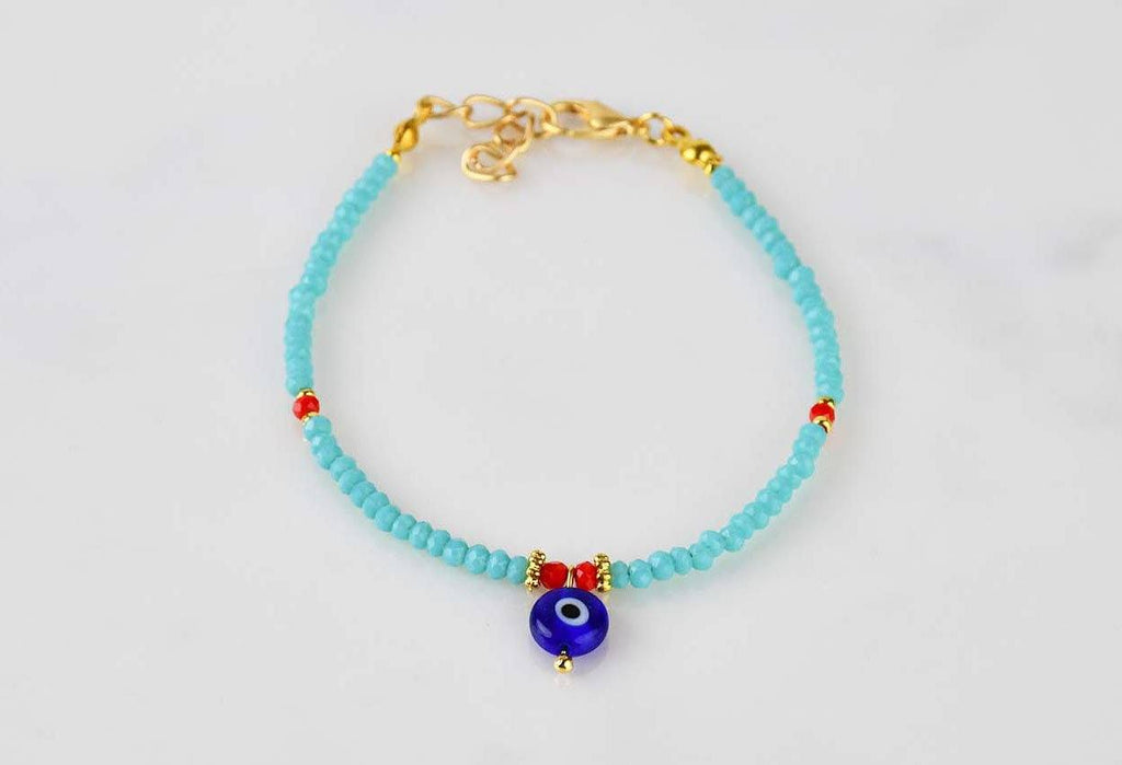 Evil Eye Single Bracelet Porcelain Beads Turquoise Evil Eye Sydney Grand Bazaar 