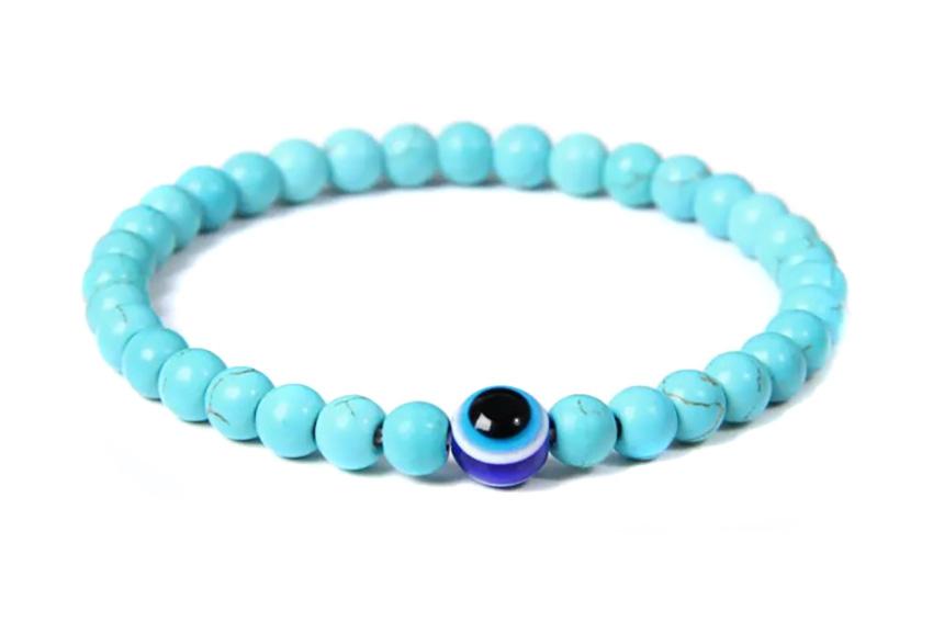 Evil Eye Bracelet With Matte Labradorite Beads