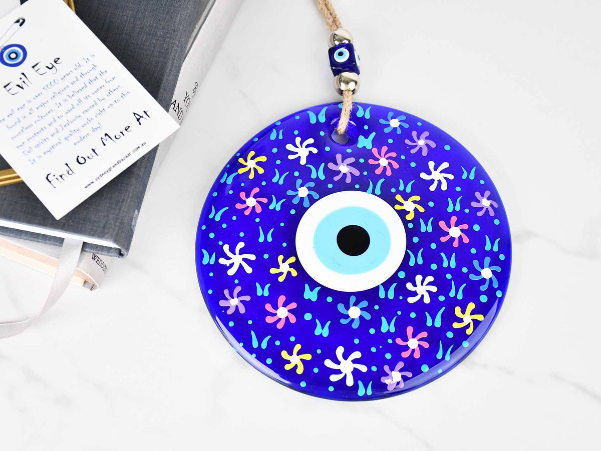 Evil Eye Wall Hanging Colourful Painted 18cm Design 1 Evil Eye Sydney Grand Bazaar 