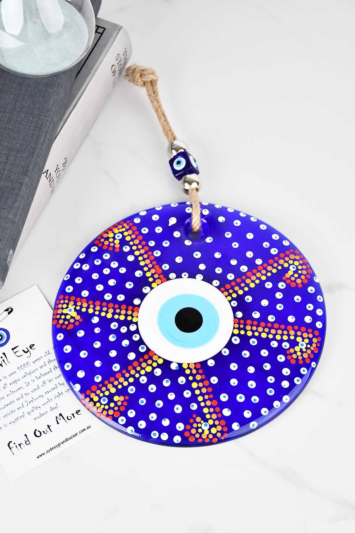 Evil Eye Wall Hanging Colourful Painted 18cm Design 2 Evil Eye Sydney Grand Bazaar 