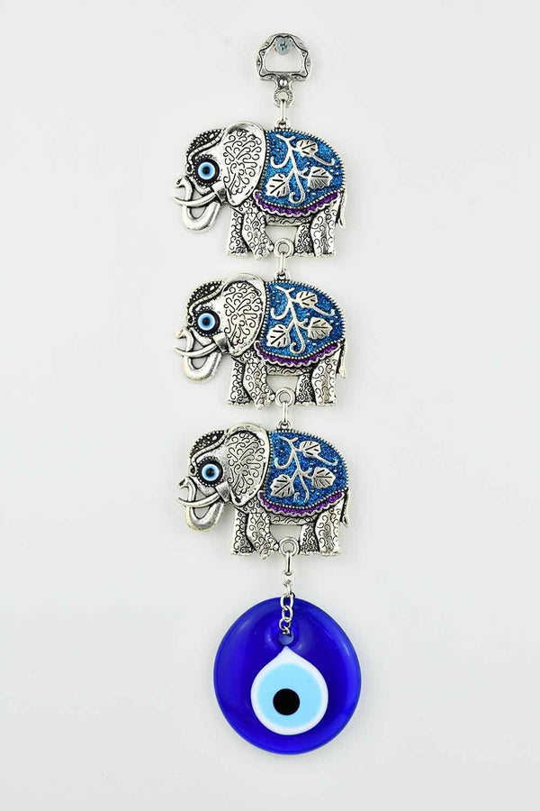 Evil Eye Wall Ornament Triple Elephant Aqua Evil Eye Sydney Grand Bazaar 