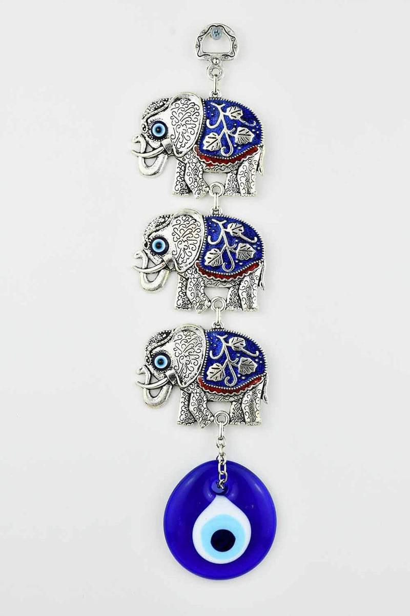 Evil Eye Wall Ornament Triple Elephant Blue Evil Eye Sydney Grand Bazaar 