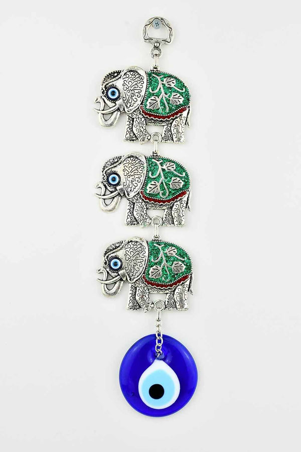 Evil Eye Wall Ornament Triple Elephant Green Evil Eye Sydney Grand Bazaar 