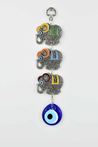 Evil Eye Wall Ornament Triple Elephant Multicoloured Evil Eye Sydney Grand Bazaar 1 