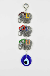 Evil Eye Wall Ornament Triple Elephant Multicoloured Evil Eye Sydney Grand Bazaar 2 